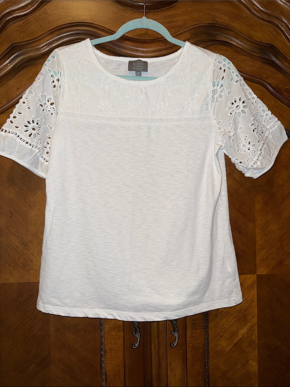 croft & barrow White Eyelet Short Sleeve Tee